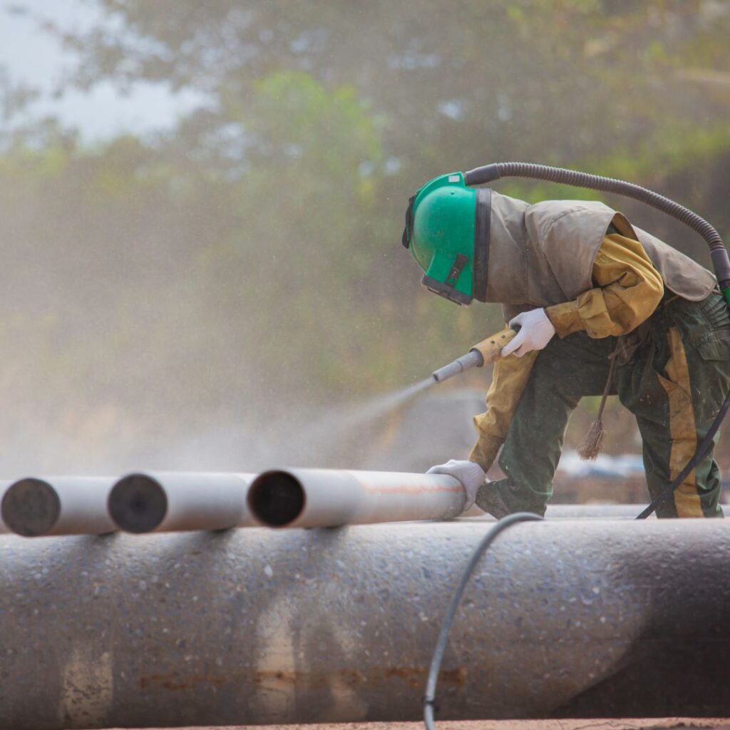 washing industrial pipes